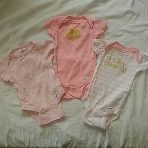 Gerber, Onesie, Newborn, Pink, Cotton (×3)